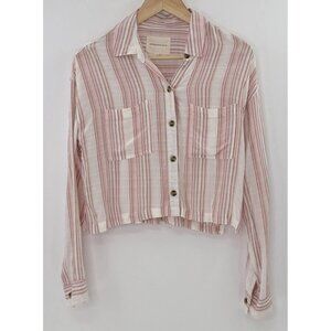 Aeropostale Cropped Striped Long‎ Sleeve Blouse Sz Sm, Boho, Coastal, Beach